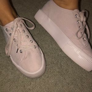 Baby pink platform sneakers